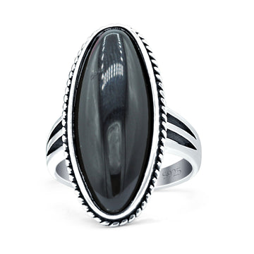 Oval New Design Statement Fashion Oxidized Simulated Black Onyx Solid 925 Sterling Silver